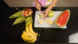 Cut up fruit after shopping so you have a healthy snack.