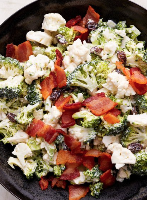 Broccoli-Cauliflower Salad With Bacon – Dieta Efectiva